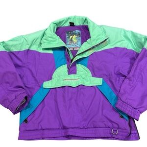 Hard Corp Vintage 80’s Bright and Soft Quarter Zip Ski Jacket Women’s Size Large